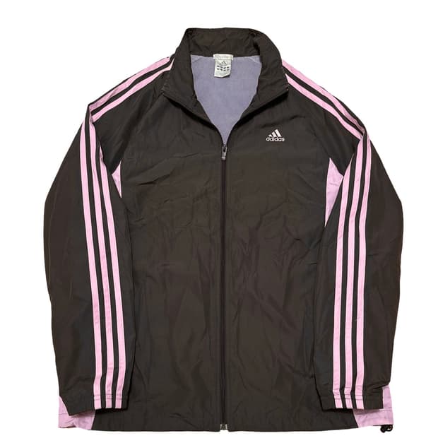 아디다스 브라운 핑크 삼선 바람막이