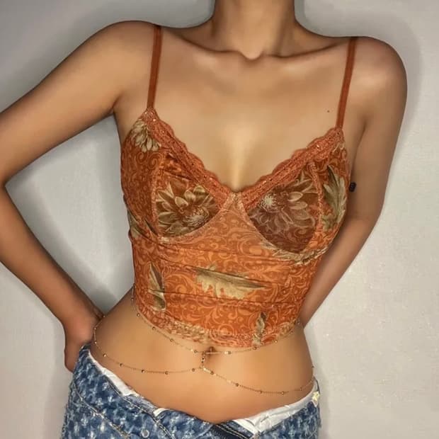시스루 플라워 크롭 나시 여름 페스티벌 바캉스 휴양지룩