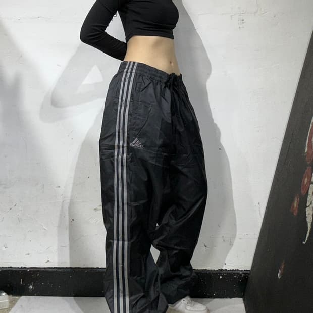 아디다스 블랙 트랙 그레이 삼선 와이드 추리닝 트레이닝 팬츠 2XL