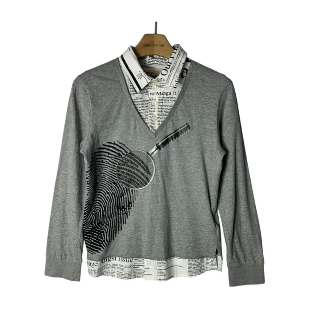 [John Galliano] 존 갈리아노  프린팅 레이어드 V넥 롱슬리브