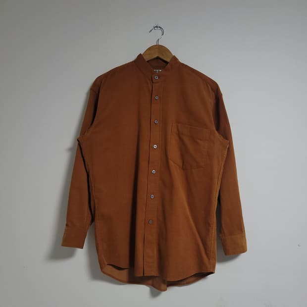 (S) UNIQLO U 유니클로 유메르 코듀로이 차이나 카라 셔츠 브라운