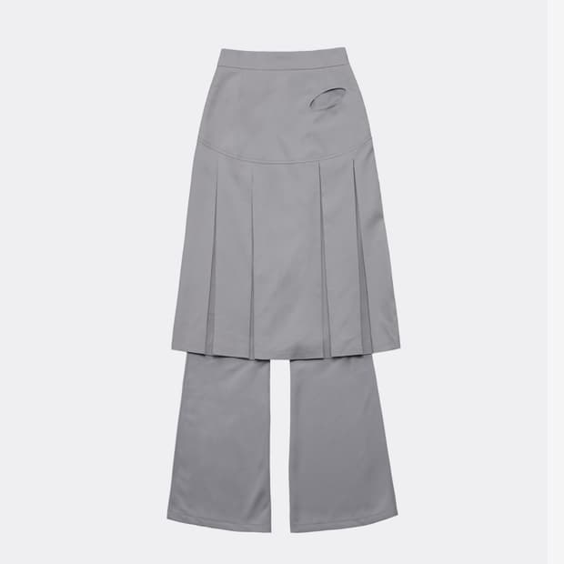 오호스 JERSEY PLEATS SKIRT PANTS-GREY