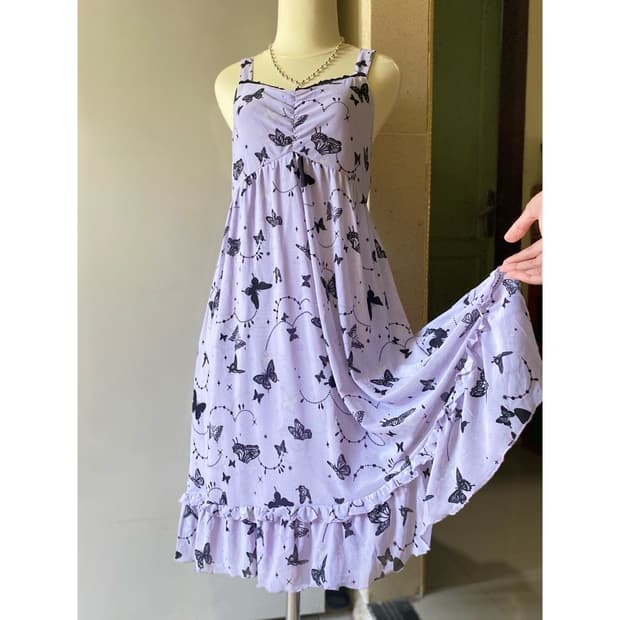 axes femme 악시즈팜 엑시즈팜 버터플라이 나비 슬립 원피스 퍼플