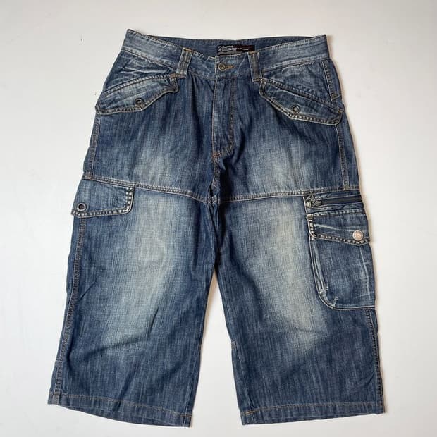 푸부 FUBU 00's 멀티포켓 카고 데님 버뮤다 팬츠 PN9625