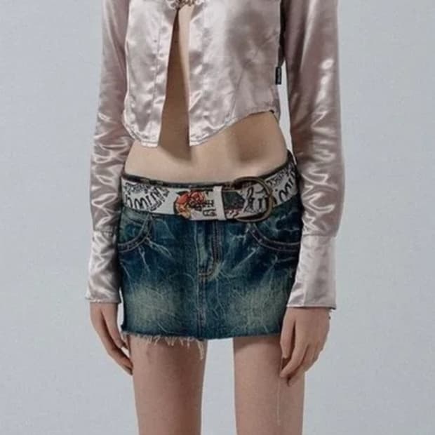 Sculptor Vintage Micro Denim Skirt - S