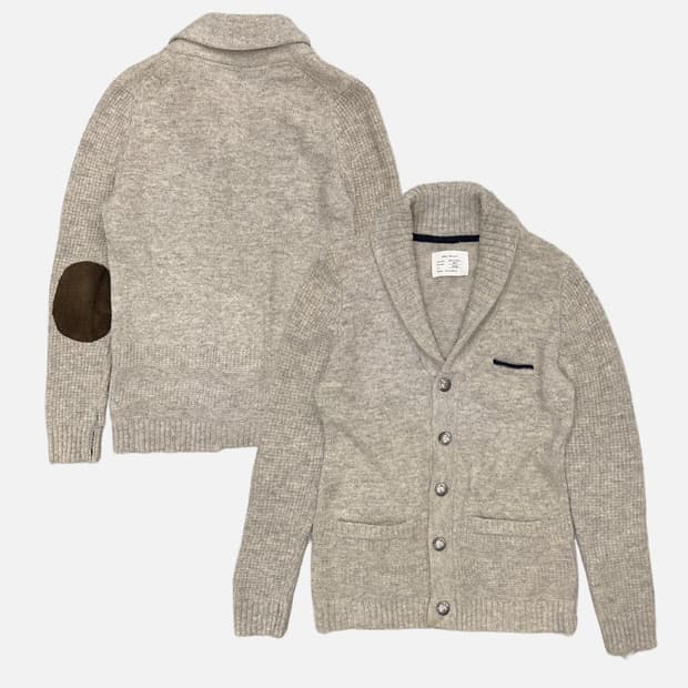 showl collar wool knit cardigan