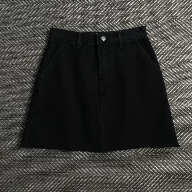 빈티지 커팅 데님 스커트 블랙o 3899