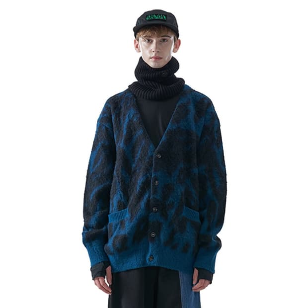 MMIC LEOPARD KNIT CARDIGAN 레오파드 블루 가디건 L