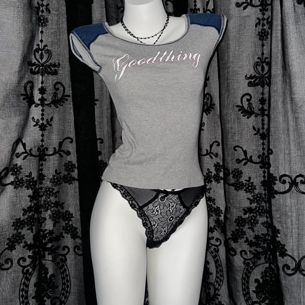 grey navy raglan short sleeve