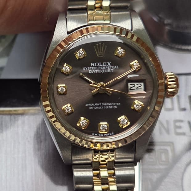롤렉스 데이저스트 6917 초코판 10P다이아 쥬빌리줄 여성용 (감정서 