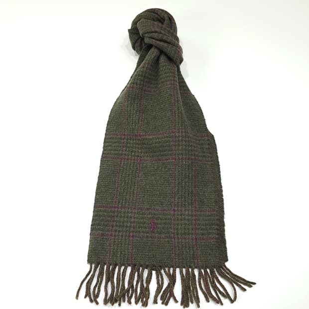 MX627 폴로 90s 이태리판 글렌체크 헤링본 양면 머플러 목도리