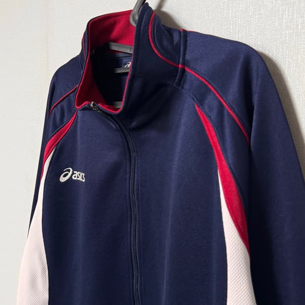 아식스 네이비 레드 화이트 올드스쿨 오버핏 져지