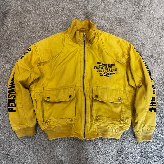 재패니즈 빈티지 옐로우 스펠아웃  봄버 자켓L
