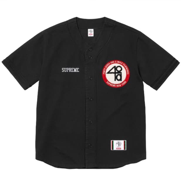슈프림 x 40 에이커스 트윌 베이스볼 저지 블랙 - 25SS