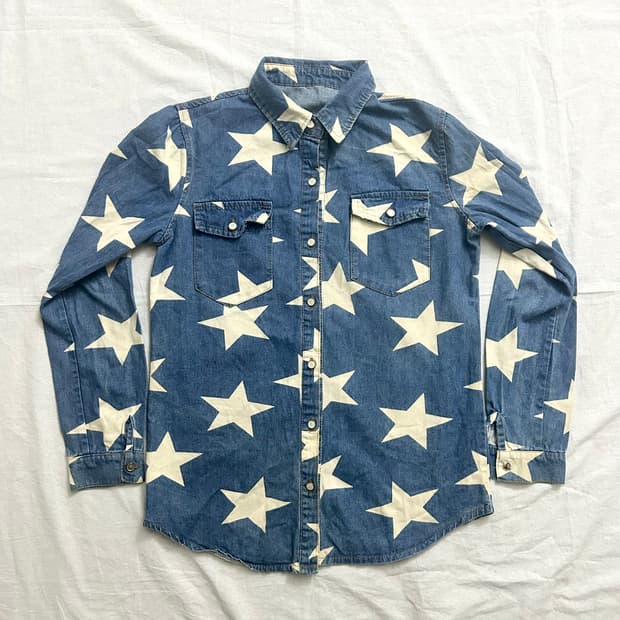 스타 프린트 데님 웨스턴셔츠