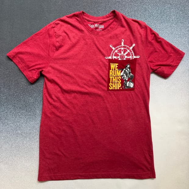 미국 주류 빈티지 Captain Morgan 캡틴 캐릭터 그래픽 반팔 티