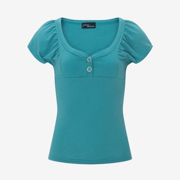 플리즈노팔로우 Sia Button Shirring Short Sleeve
