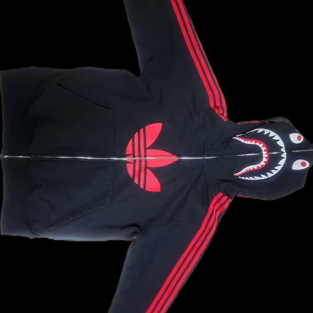 베이프 아디다스 샤크후드 레드 블랙 xl