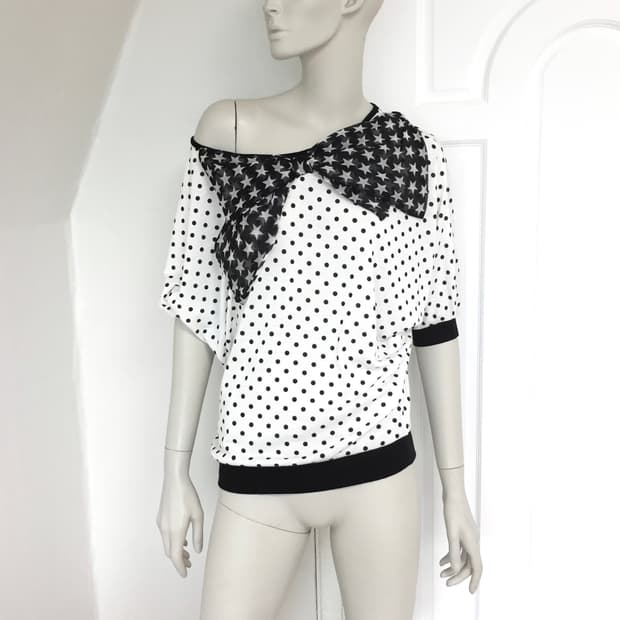 Polka Dot with Star print Bow Top