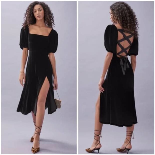 Reformation 리포메이션 조셀린 벨벳 사이드슬릿 드레스 2