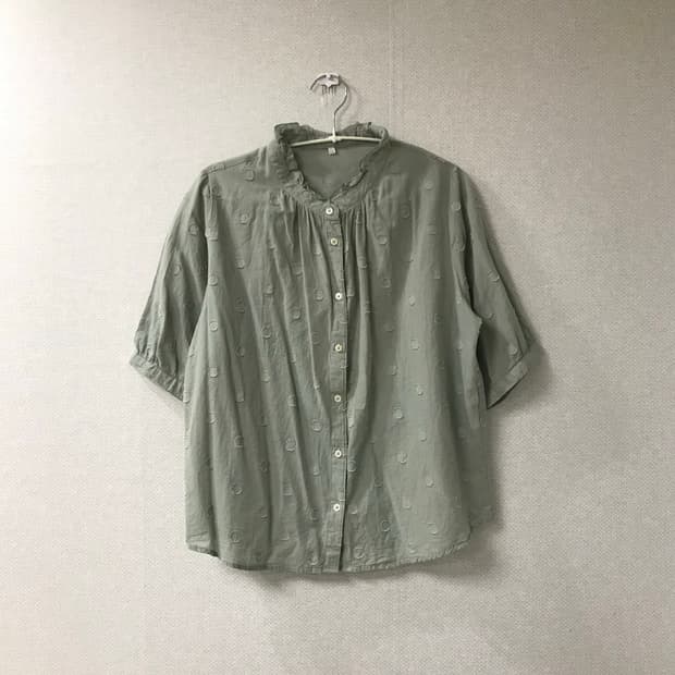 도트 민트 블라우스