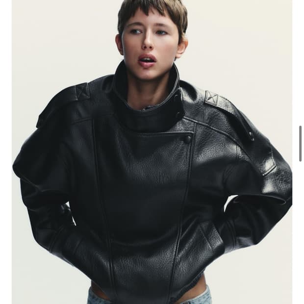 ZARA 자라 생로랑 하이넥 페이크 레더 자켓 가죽자켓 S