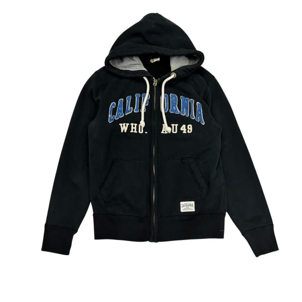 후아유 블랙 시그니처 패치 후드 집업