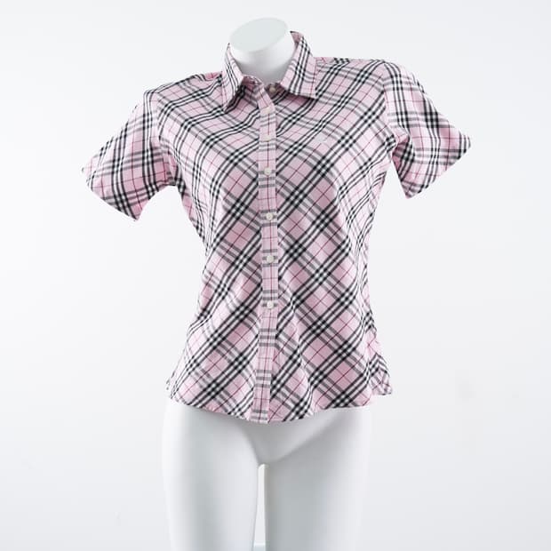 Burberry 런던라벨 노바체크 핑크 반팔셔츠