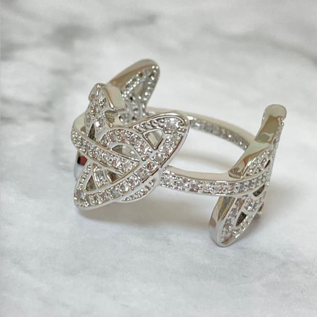 비비안웨스트우드 화이트크리스탈 실버 orb링 반지