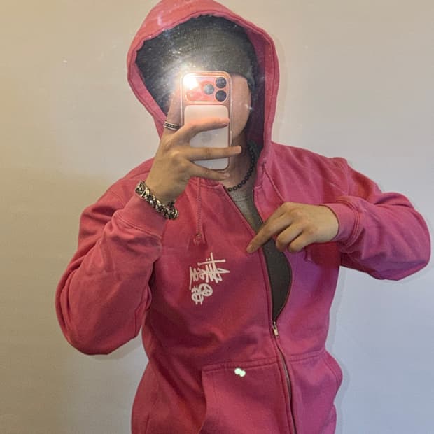 스투시 대장급 핑크 후드집업