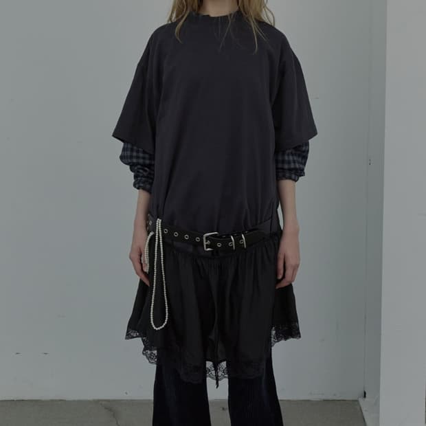 Lcdc 져지 원피스 차콜 LACE TRIM JERSEY DRESS