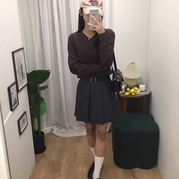 여성 폴로 V넥 니트 100