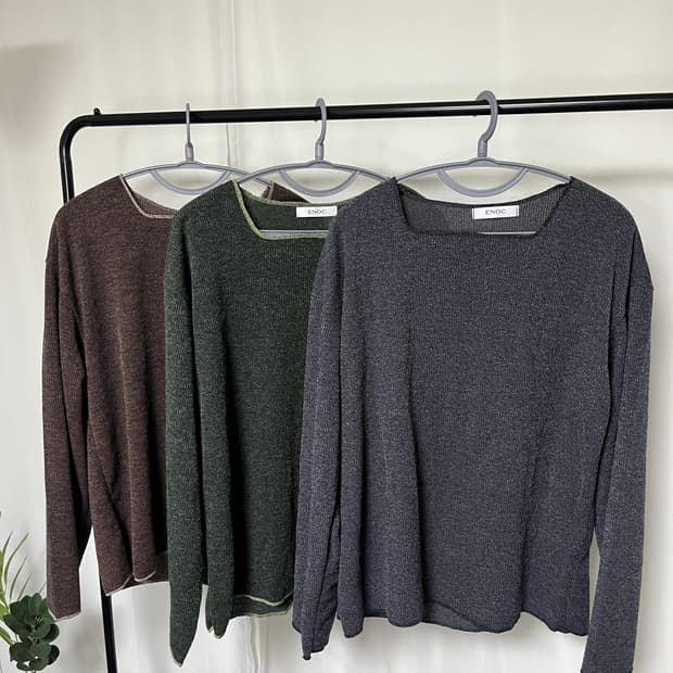 썸머 보타닉 스퀘어넥 니트 티셔츠