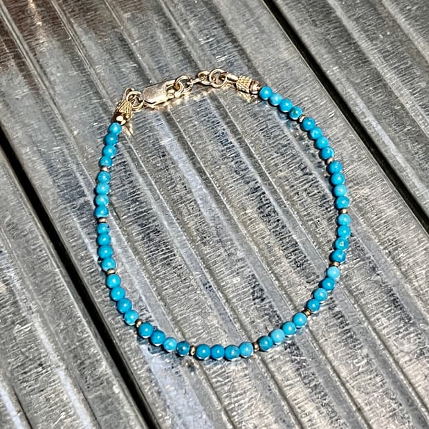 실버 비즈 터키석 팔찌 인디언주얼리 네이티브아메리칸