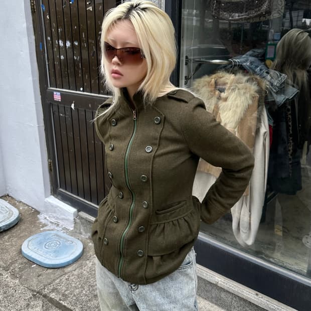 00s 빈티지 러플 나폴레옹 단주 자켓