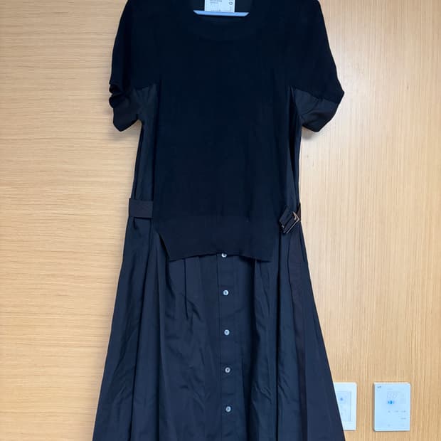 [3] 사카이 포플린 믹스 니트 원피스 블랙