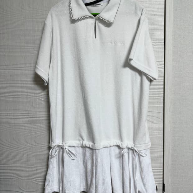 마조네 테리 플리츠 미니 드레스 화이트