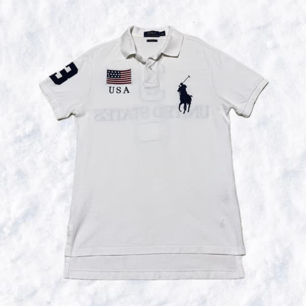 폴로 랄프로렌 성조기 흰파 카라 반팔