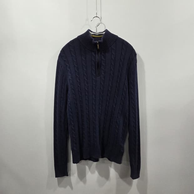 브룩스브라더스 풀오버 하프집업 케이블 니트 L