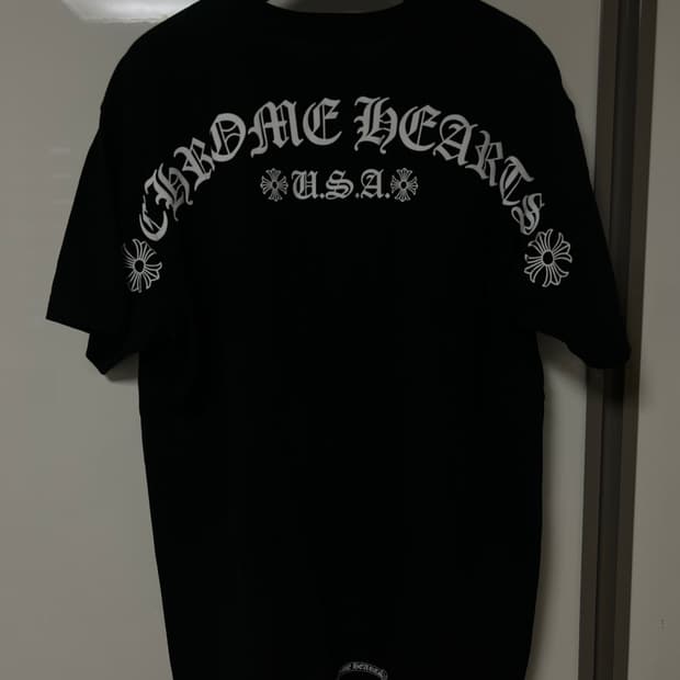 크롬하츠 스크립트 레터 로고 티셔츠