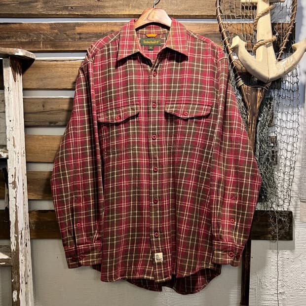 [M]팀버랜드 레드 타탄체크 플란넬 워크 셔츠