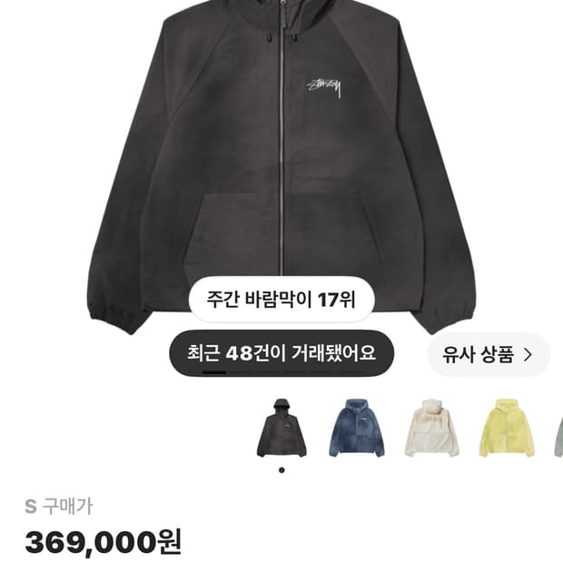 스투시 웨이브 다이 비치 쉘 자켓 블랙 S