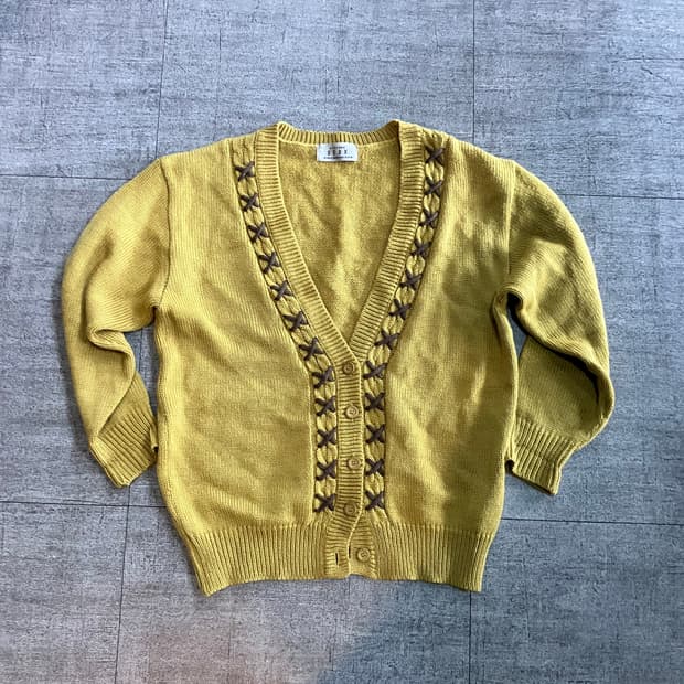 일본빈티지 Deux 올드스쿨아메카지 보헤미안 니트스웨터 가디건