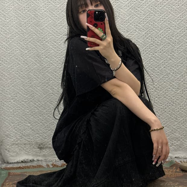 페어리코어 땡땡이 프릴 레이스 캉캉 롱스커트 K0457