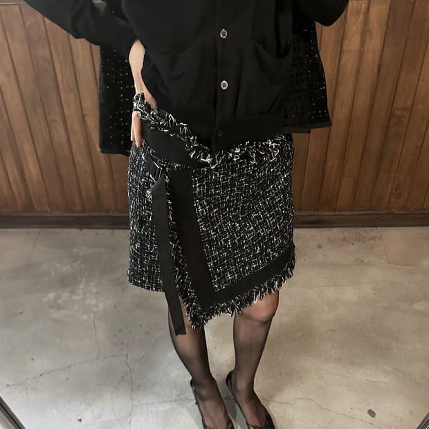 SACAI tweed wrap shorts