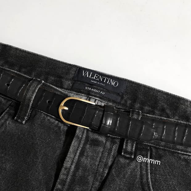 [Unisex] 골드D 크로커다일 가죽 벨트