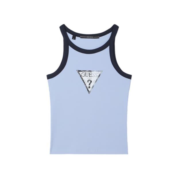 게스 립배색 빅삼각 로고 슬리브리스 나시 디젤