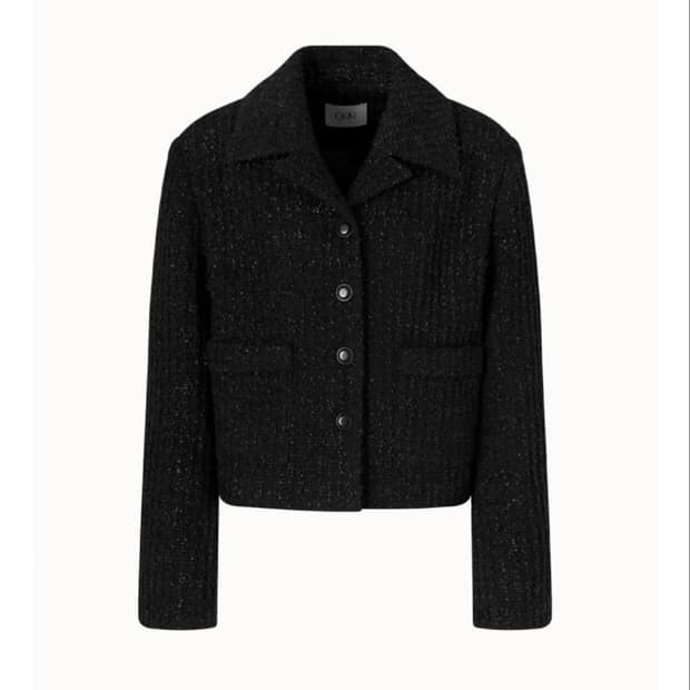 미착용 새상품)오르orr 컬리 트위드 자켓 블랙 S