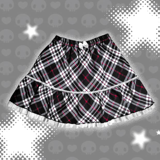 펑크 키치 갸루 / 체크 리본 치마