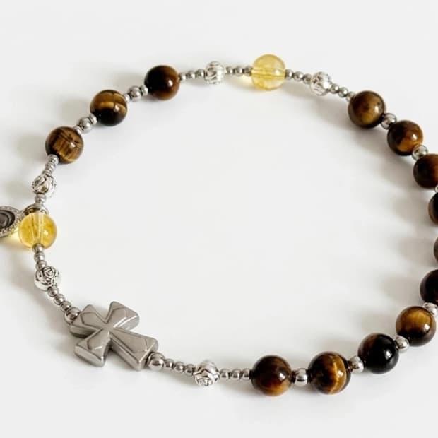 (맞춤) 천연 호안석과 시트린 묵주팔찌 원석팔찌 (남성용)